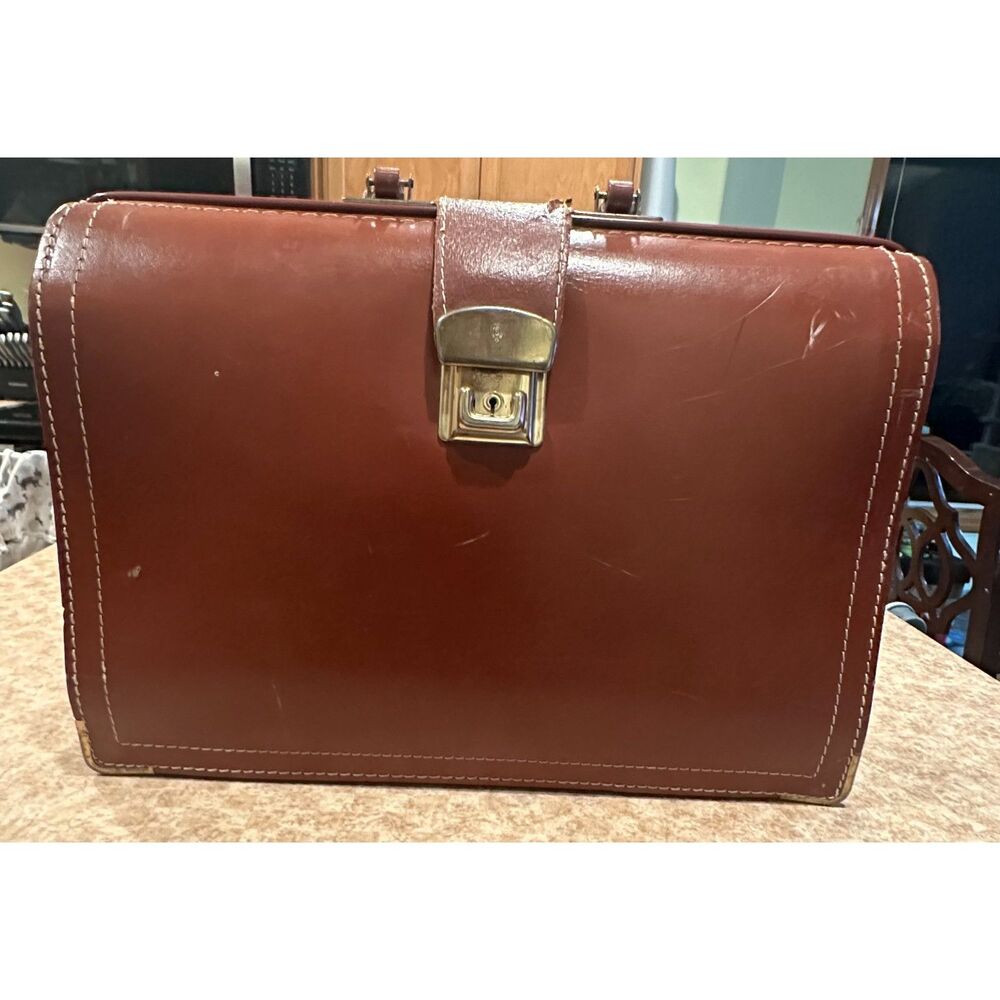 Vintage Brown Saddle Leather Legal Briefcase Attache Case Imperial Hardware